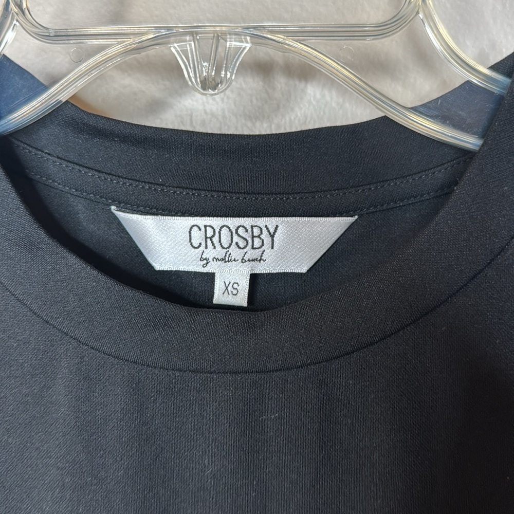 CROSBY by Mollie Burch Black and Blue Ruffled Puff Sleeve Blouse - Picture 4 of 14
